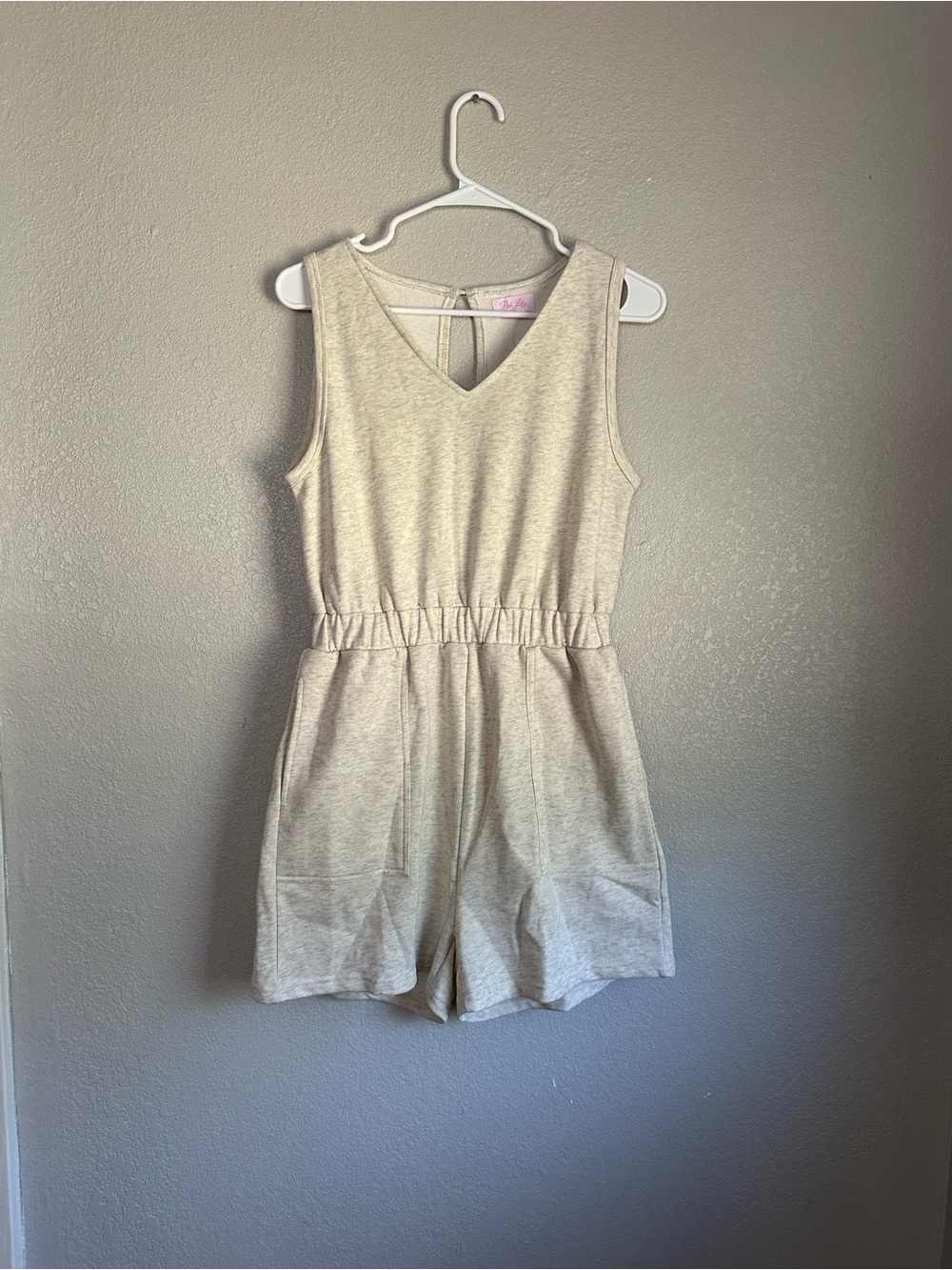 NWOT Pink Lily Cream Sleeveless Cotton Romper Jumpsuit